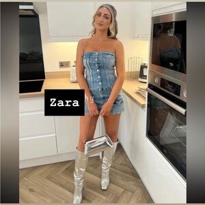 Zara Blue Denim Cargo mini skirt Size Medium